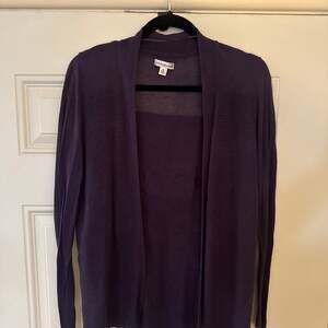Croft & Barrow Purple Open-Front Cardigan, Ribbed Texture, Size M